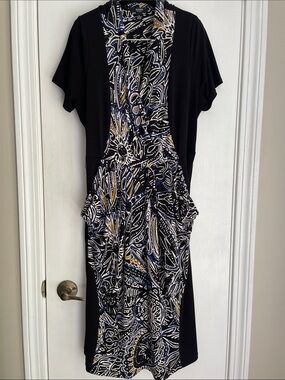Alfani Black Knit Dress with Geometric Pattern 1X